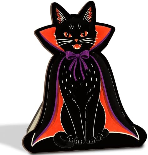 Black Cat Halloween Decor Sign, Gothic Decor, Table Desk Shelf Decor. by YIJIAQIN
