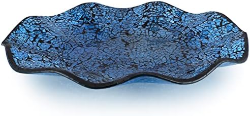 MDLUU Mosaic Centerpiece Tray, 12" Decorative Glass Plate, Home Decor Glass Bowl for Dining Room Table, Coffee Table, Gift (Turquoise) by MDLUU