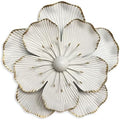 Metal Flower Wall Art Decor, 9" White Rustic Modern Floral Sculpture by Picfarce