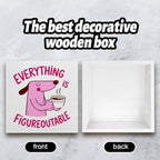 Pink Cute Dog Home Office Desk Decor, Inspirational Farmhouse Wooden Sign for Tabletop Cubicle Shelf Desk Accessories Everything is Figureoutable Coworker, Friend Bookshelf Decor （5x5 in） - Image 3