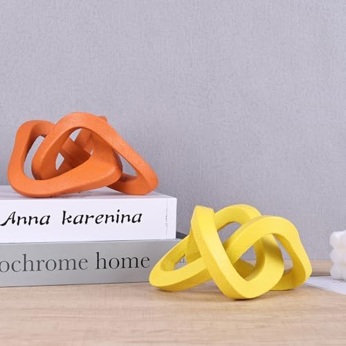 LCCCK Infinity Knot Sculpture Orange Knot Decor Object, Abstract Knick Knacks Coffee Table Modern Statue, Orange Sculpture for Home Living Room Table Ornaments and TV Stand Bookshelf Decorative - Image 7