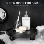 EOSAHR Round Wood Display Riser, Pedestal Stand for Home Decor, Black - Image 3