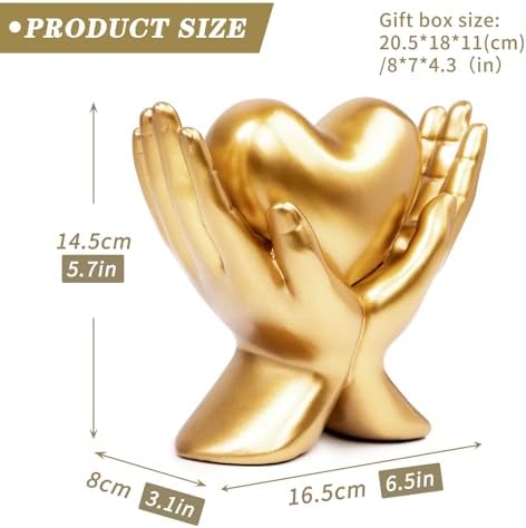 Home Mantel Decor Accents, Minimalist Heart Decoration and Accessories, Living Room, Office, Dining Table, TV Stand, Library Peace Sign Hand Sculpture, Coffee Shelf Ornament (Large) - Image 2
