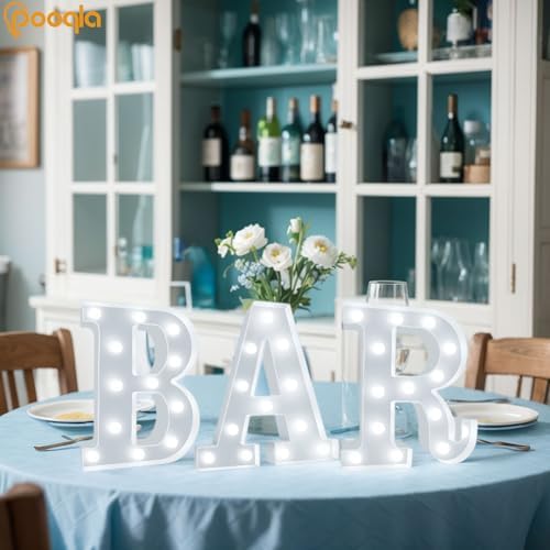 Pooqla BAR Sign for Home Bar Decor, Cool White LED Light Up Bar Sign - Image 6