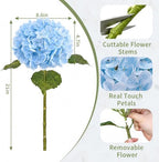 6 PCS Blue Hydrangea Artificial Flowers, Latex UV Resistant Fake Flowers - Image 2