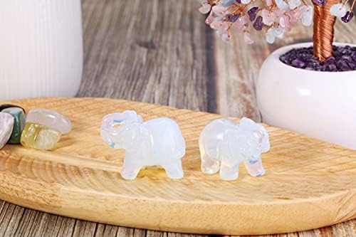 Jovivi 2pcs Opalite Crystal Elephant Decor Carved Gemstones Figurine 1.5'' - Image 2