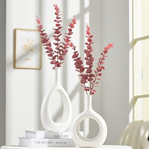 20 PCS 18.5" Artificial Eucalyptus Stems, Real Touch Leaves, Red - Image 4