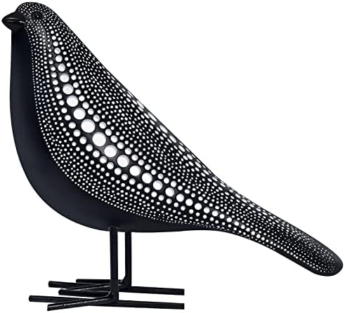 Quoowiit Sculptures Home Decor, Bird Figurine Shelf Decor, Modern Decorations for Living Room, Bedroom, Office, House, Resin Animal Statues and Figurine with Chic Polka Dots Art Design (Black) by Quoowiit