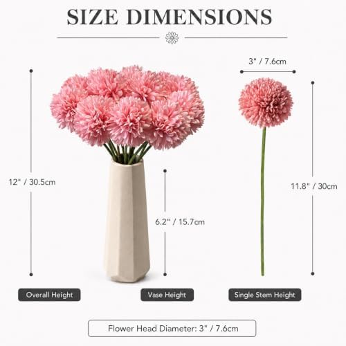 Mandy's 12pcs Artificial Pink Ball Chrysanthemum Flowers - Image 3