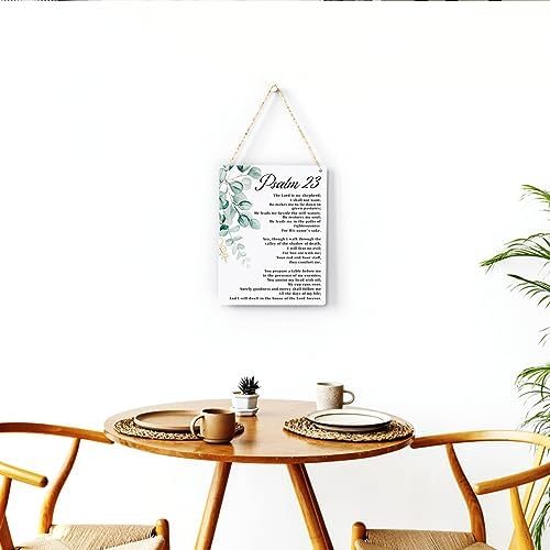 BELLOWDEER Bible Verse Psalm 23 Christian Gifts, Inspirational Wall Decor, Scripture Wall Art Wooden Hanging Sign for Modern Home Office Bathroom Bedroom Wall Art Decor 8x10 Inches - Image 4