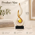 FJS Beige Abstract Flame Sculpture for Living Room Coffee Table Decor - Image 2