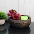 CVHOMEDECO. Primitives Solid Wood Functional and Collectible Bowl Vintage Round Hand Carved Wooden Bowl Rustic Treenware Artworks for Serving Nuts Snacks Fruits or Accent Decor, 9 Inch - Image 4