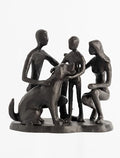 Family and Dog Statues, Cast Iron Family of 3 Figurine, Gift for Dog Lovers,Dog Memorial Gift, Black by Konjouror