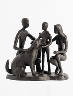 Family and Dog Statues, Cast Iron Family of 3 Figurine, Gift for Dog Lovers,Dog Memorial Gift, Black by Konjouror
