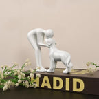 Abstract Person and Dog Sculpture Head-to-Head Figurine White - Image 3