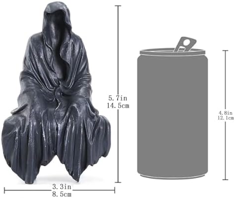 Tabletop Gothic Figurine Grim Reaper Statue - Gothic Spooky Sculpture for Garden or Bookshelf - 5.9 inch Mysterious Resin Dedor - Bookshelf Decor Fantasy. - Image 4