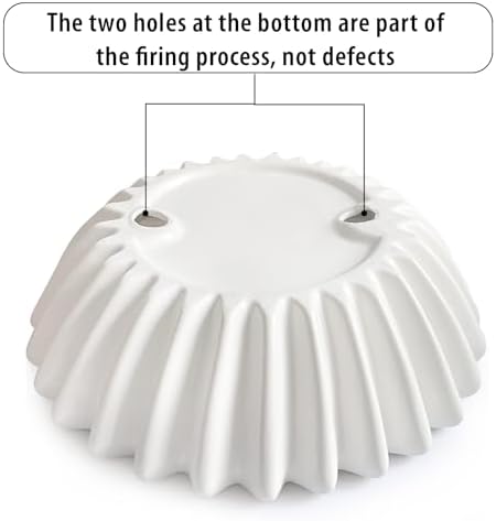 Large Ceramic Fruit Bowl Ivory Decorative Bowl for Coffee Table Entryway Kitchen Modern Home Decor Centerpiece 9.5 Inches Ruffle Fluted Scalloped Bowl - Image 4