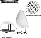 Quoowiit Bird Figurine, Modern Sculpture and Statues for Home Decor, Animal Statues for Bookshelf, Table, Entryway, Fireplace, Resin Decorative Sculpture with Chic Polka Dots Art Design (White) - Image 4