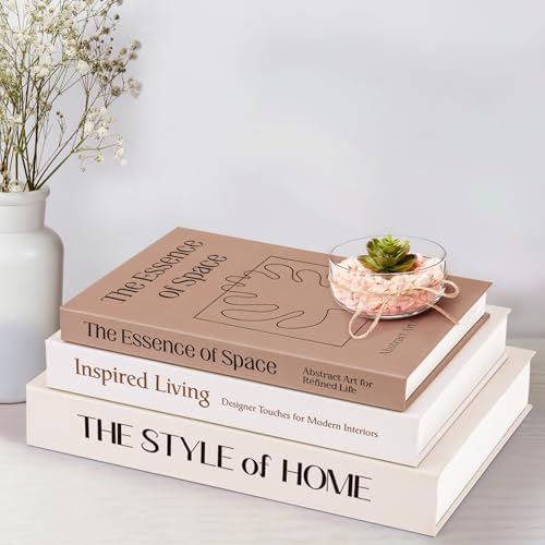 XKDOUS 3 Pack Decorative Books for Home Decor Coffee Table Faux Book Boxes - Image 5