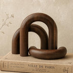 EOSAHR Acacia Wood Arch Decor Set: Wood Sculpture for Office Decor, Brown by EOSAHR