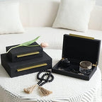 Faux Shagreen Decorative Stackable Jewelry Storage Boxes Set of 3,Black - Image 3