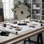 Modern Abstract Decorative Sculpture, Dining Living Room Desk Decor,Geometric Home Decor Statues,Shelf Top Decor Aesthetics, Wood Grain White - Image 5