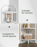 CHOEZON 5-Tier Corner Shelf, Industrial Corner Bookshelf, 59.4" Corner Storage Stand, Plant Stand Display Shelf, Corner Bookcase for Bedroom, Living Room, Home Office, White TCJ10WB - Image 3