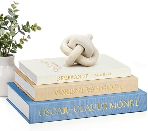 JARLINK Aesthetic Decorative Books, Set of 3 Linen Faux Book Boxes, Blue by JARLINK