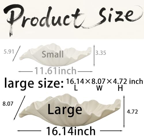 16" Large Decorative Bowl decor, Modern Home Decoration Scallop Bowl,Fashion Key Bowl for Entrance Table, Decorative Fruit Bowl for Kitchen Counter, Ruffle Decor, Light Gray - Image 3