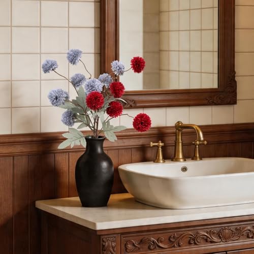 INQCMY 12 Pcs Artificial Mums with Long Stems 20 Inch Faux Flowers for Vase - Image 6