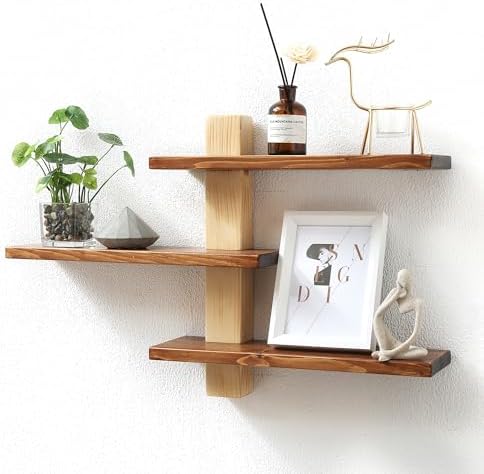 GRID FORTE Wood 3-Tier Floating Shelf, Large Minimalist Wall Shelves by GRIDFORTE