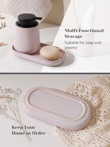 INGOFIN Ceramic Bathroom Accessories Set, Soap Dispenser &Toothbrush Holder - Image 4