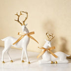 WDS WONDROUS Christmas Reindeer Decorations Modern White Gold Table Decor - Image 7