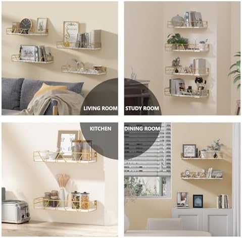 Floating Shelves Set of 4, Wood Wall Shelf, Farmhouse Shelf for Bedroom - Image 6