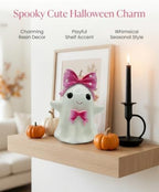 Cute Halloween Ghost Figurine with Pink Bow Tabletop Decor (Pink Ghost) - Image 5