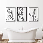 CHENGU 3 Pieces Metal Minimalist Abstract Woman Wall Art Line Drawing Wall Art Decor Single Line Female Home Hanging for Kitchen Bathroom Living Room - Image 5