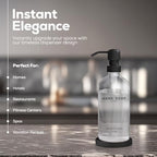 Glass Hand Soap Dispenser Bathroom Set by Brighter Barns - Bathroom Soap Dispenser Set - Refillable Pump Bottle with Tray - Neutral Home Decor for Spa, Hotel, Vacation Rental, Restaurant, Gift (Clear) - Image 2