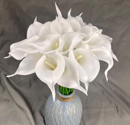 Real Touch Calla Lily Artificial Flowers Wedding Bridal Bouquet 12Pcs White - Image 4