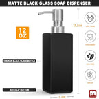 GMISUN Black Soap Dispenser Bathroom, Glass Hand Soap Dispenser with Stainless Steel Pump, 12 fl oz/350ml Refillable Dish Dispensers for Kitchen, Modern Liquid Lotion Bottles for Bathroom Countertop - Image 2