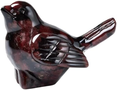 Natural Garnet Crystal Bird Figurine, Bird & Animal Home Decor by WUYOUSHI