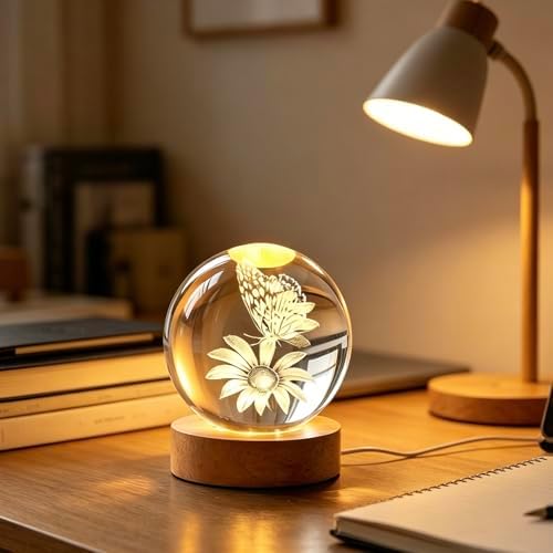 Butterfly Flowers Crystal Ball Gifts for Women Girlfriend Wife Mom Lovers - Image 4