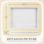 Wooden Decorative Tray, Rectangular Serving Tray with Wood Bead, Farmhouse Big Tray for Ottoman, Countertop, Coffee Tabl, 16.5" x 13"x 1.6" (Retro White) - Image 2