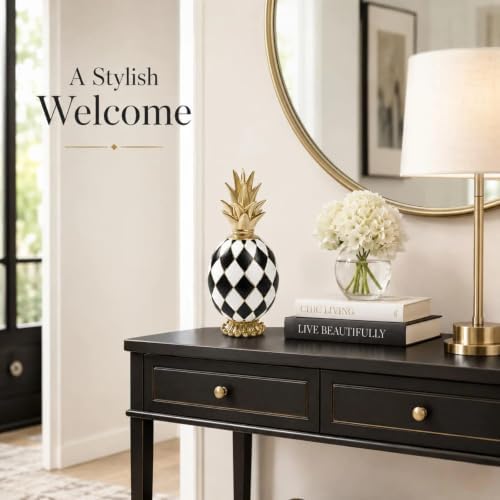 8.3" Black and White Checkered Pineapple Decor for Home Shelf Desk - Image 6