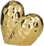 Deco 79 Porcelain Ceramic Heart Decorative Sculpture Dimensional Angled Origami Inspired Home Decor Statue, Accent Figurine 12" x 6" x 11", Gold by Unknown