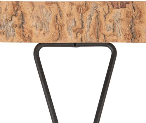Creative Co-Op Decorative Paulownia Wood Pedestal with Metal Hairpin Legs Round Accent Stand, Natural Finish - Image 5