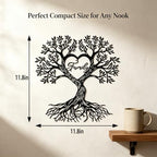 Tree of Life Metal Wall Decor Art Black Heart Family for Living Room - Image 3