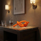 LCCCK Orange Abstract Glass Knot Sculpture, Hand Blown Glass Decor for Coffee Table TV Cabinet, Shelf or Mantel Accent, Modern Knot Art for Coastal Living Room Tabletop Knick Knacks - Image 5