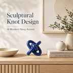 XMGZQ Blue Knot Decor for Coffee Table Book,Chain Link Decor for Bookshelf Entry Table TV Stand,Navy Knot Sculpture for Home Living Room,Object Decoracions para sala,adornos para sala Modernos - Image 2