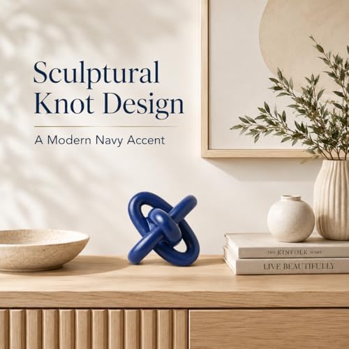XMGZQ Blue Knot Decor for Coffee Table Book,Chain Link Decor for Bookshelf Entry Table TV Stand,Navy Knot Sculpture for Home Living Room,Object Decoracions para sala,adornos para sala Modernos - Image 2