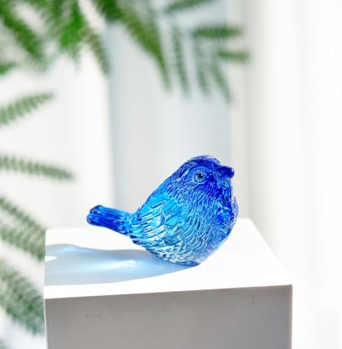 Blue Glass Bird Figurine Crystal Animal Collectible Shelf Decor - Image 5